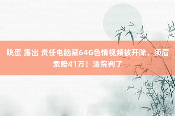 跳蛋 露出 责任电脑藏64G色情视频被开除，须眉索赔41万！法院判了