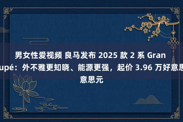 男女性爱视频 良马发布 2025 款 2 系 Gran Coupé：外不雅更知晓、能源更强，起价 3.96 万好意思元