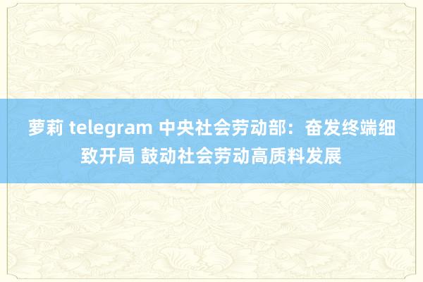 萝莉 telegram 中央社会劳动部：奋发终端细致开局 鼓动社会劳动高质料发展